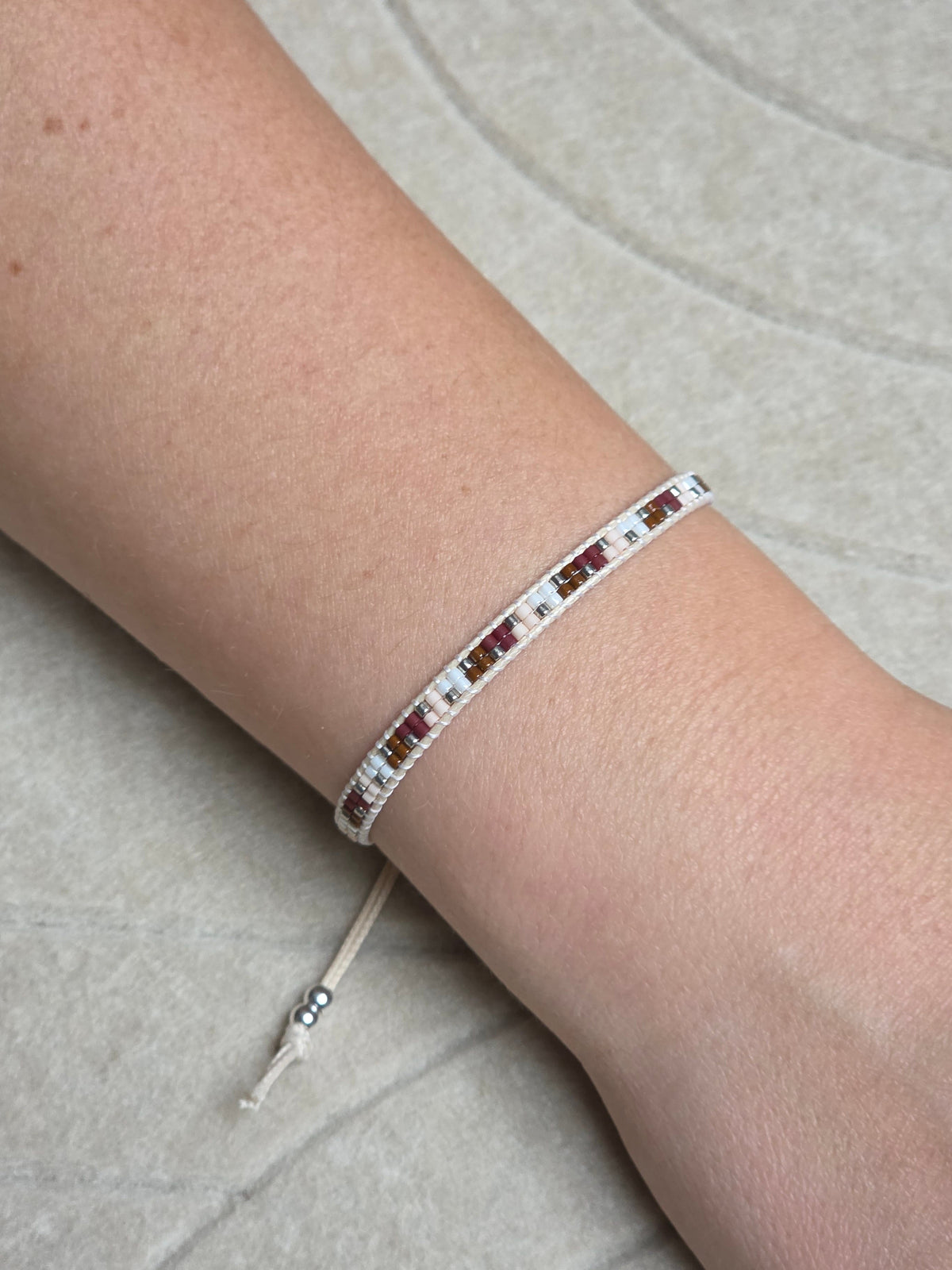 Armband roodbruin zilver handgemaakt