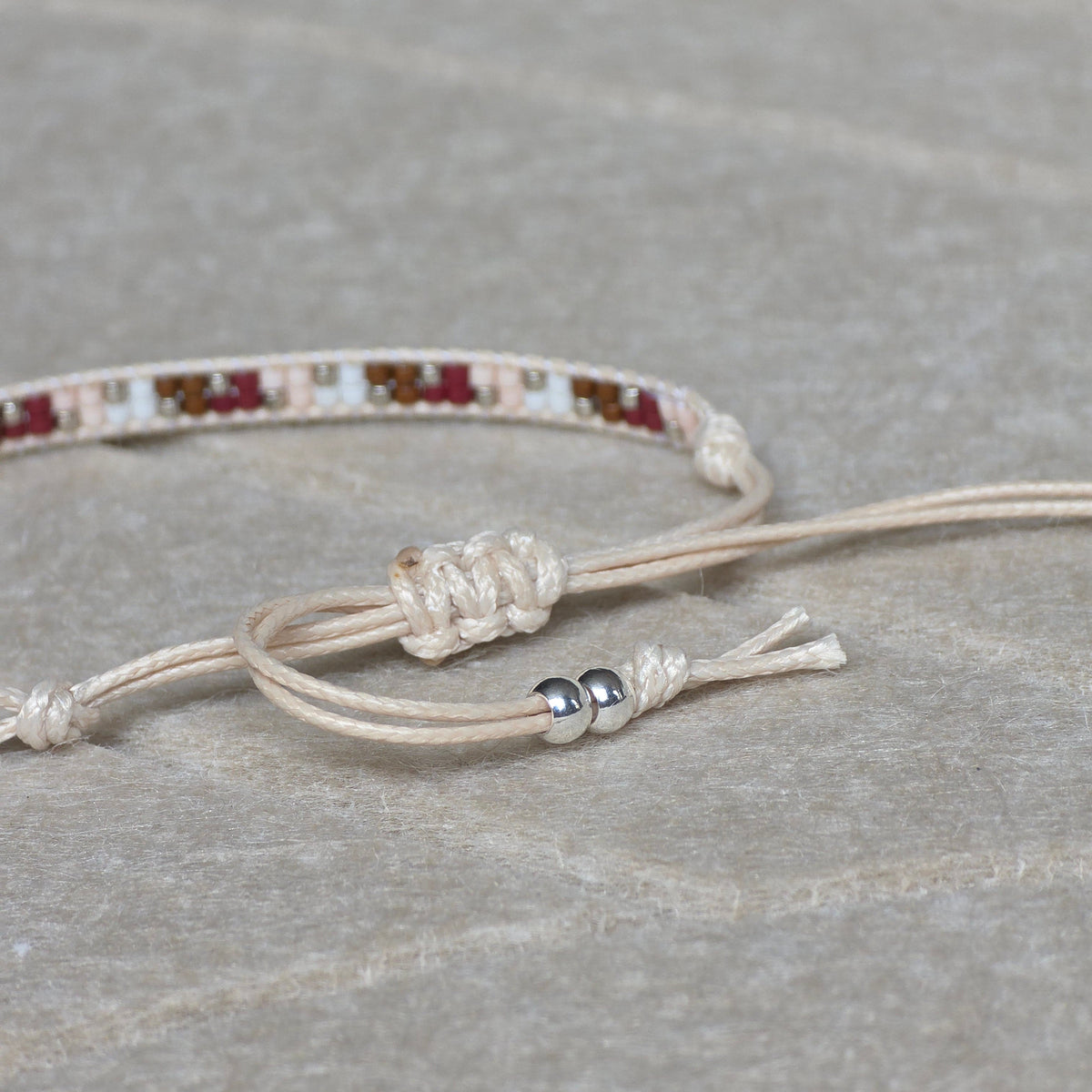 Armband roodbruin zilver handgemaakt