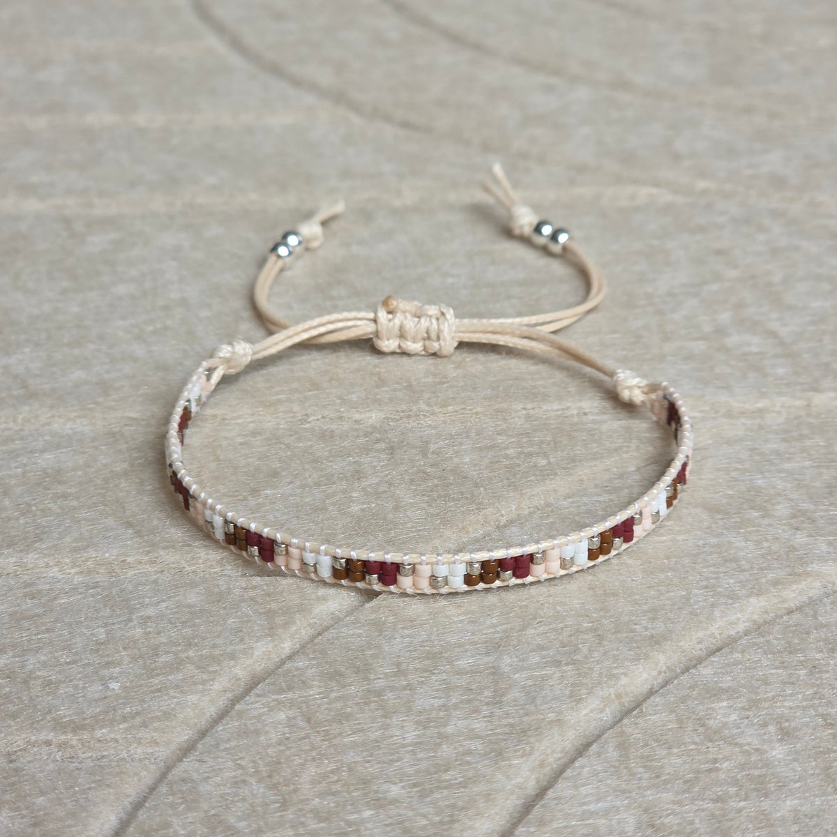 Armband roodbruin zilver handgemaakt